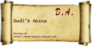 Deák Anina névjegykártya